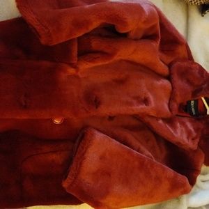 Burgundy fur coat